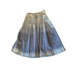 Soft Surroundings Medium Petite Tiered Denim Skirt Prairie Western‎ Ranch